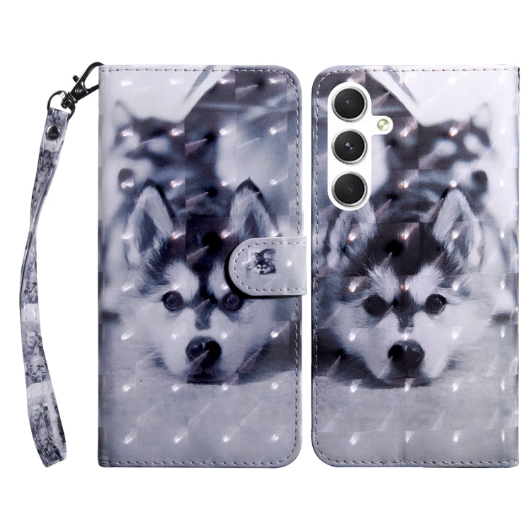 Samsung Galaxy S24 5G 3D Painted Leather Phone Case featuring a Husky design, showcasing vibrant colors and detailed artwork.